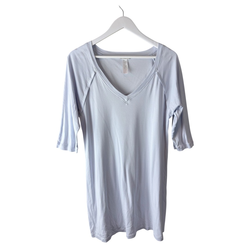 Hanro Pure Essence Light Blue Mercerized Cotton V-Neck Nightshirts Size‎ Medium